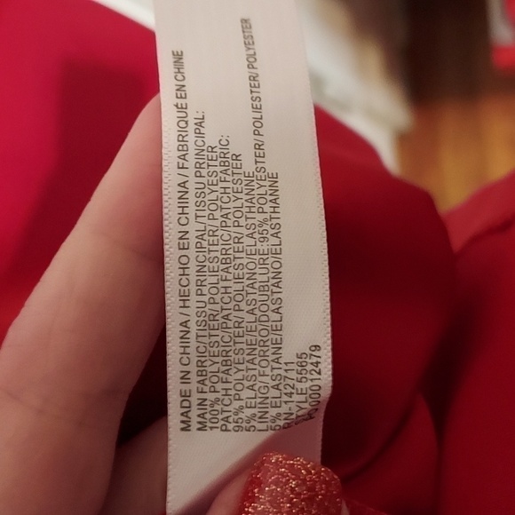 Eloquii Draped Bodice Peplum Dress in Red - Picture 10 of 12